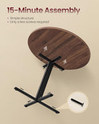 Small Round Dining Table for 4, 31.5-Inch Water-Resistant Kitchen Table for Dining Room, Living Room, or Farmhouse, Somber Walnut
