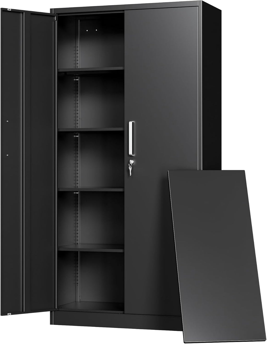 Metal Storage Cabinet with Locking Doors, 71" Tall Steel Locker Organizer with Adjustable Shelves, Garage Utility Cabinet for Home, Office, Shop, and School