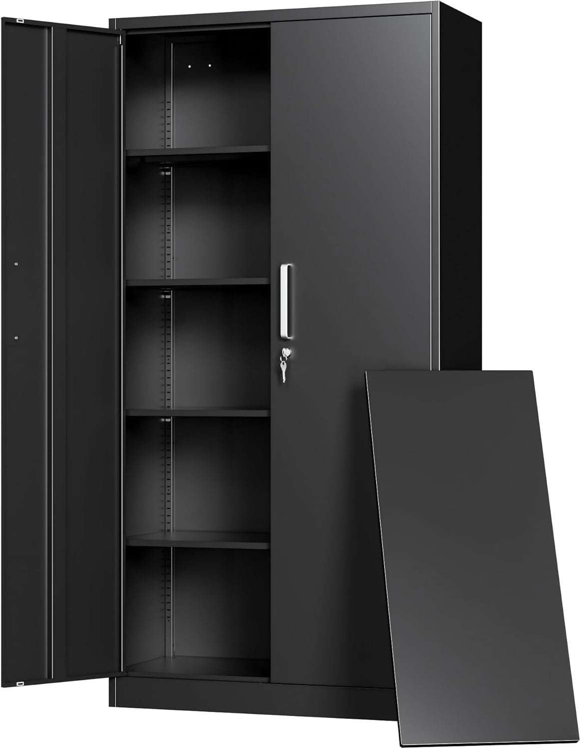 Metal Storage Cabinet with Locking Doors, 71" Tall Steel Locker Organizer with Adjustable Shelves, Garage Utility Cabinet for Home, Office, Shop, and School