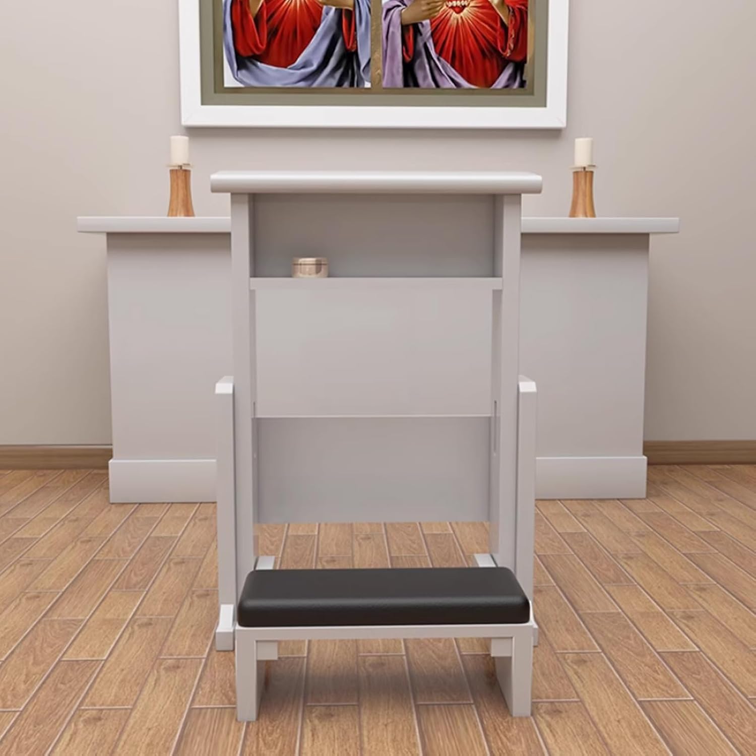 Adjustable Church Pulpit Kneeler Chair - Foldable Prayer Bench for Home Kneeling - Wooden Religious Gift, Comfortable Kneeling Stool for Devotion and Worship