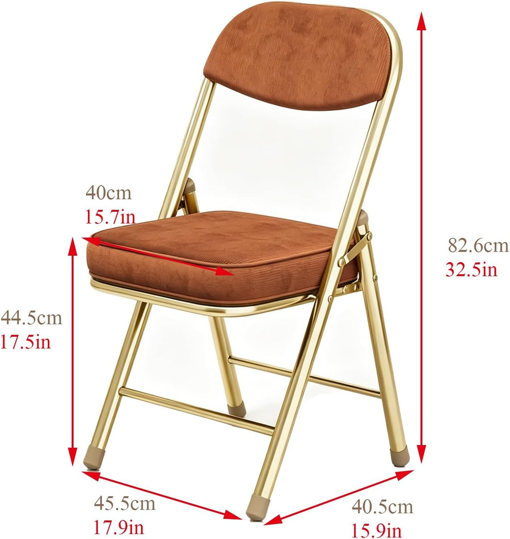Padded Metal Folding Chair Soft Cushioned Seat For Dining Meeting Dorm | This cushioned metal folding chair fits dorm bedroom, family dining table and office meeting space(Green Screen)