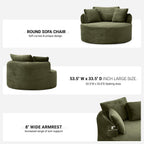 ivoros Oversized Round Lounge Chair Indoor, Corduroy Upholstered Deep Seat Cloud Circle Sofa Chair, Fluffy Boneless Sleeper Chair for Reading & Lounging, No Assembly Required (Green)
