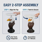 Animal End Tables, Eagle Head Accent Table with Artificial Marble Top, Resin Animal Statue Side Table for Living Room, Bedroom, Man Cave, Home Bar