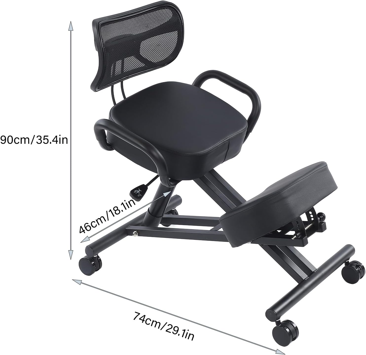 Ejoyous Kneeling Chair, Pneumatic Posture Correcting Knee Stool with Cushion Height Adjustable Rolling Orthopaedic Desk Stool for Banking Meeting Room Office Home Reception