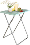 Garden 4 you Folding TV Tray Table TV Dinner Table with Sturdy MDF Top,Eating Trays for Living Room with No Assembly Required 15 x 18.9 x 26 in(Sea Blue,1PC)