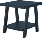 Roundhill Furniture Athens Contemporary Wood Shelf End Table in Navy Blue