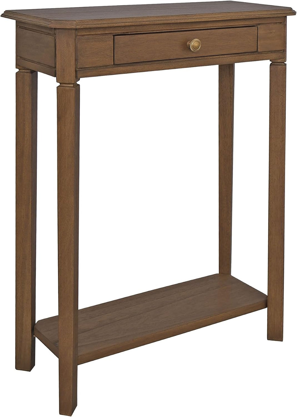 East at Main Solid Wood Console Table – 23.75” Wide Narrow Brown Entryway Table with Storage & Shelf – Rustic French Country Accent Table for Hallways, Foyers, Living Rooms and Small Spaces
