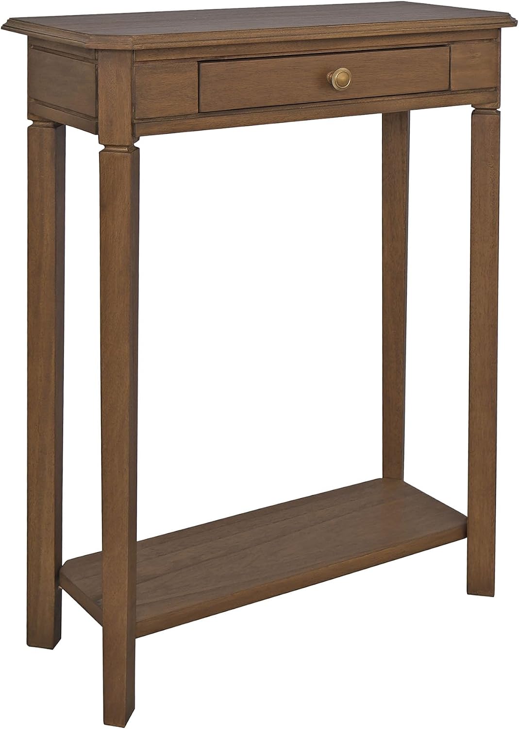 East at Main Solid Wood Console Table – 23.75” Wide Narrow Brown Entryway Table with Storage & Shelf – Rustic French Country Accent Table for Hallways, Foyers, Living Rooms and Small Spaces