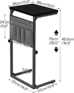 HOOBRO End Table, C Shaped Side Table with Storage Shelf, Small C Table for Couch, Adjustable Height Side Table for Small Spaces, 29.5'' Tall Couch Table that Slide Under BK29SF01-BB77SF01