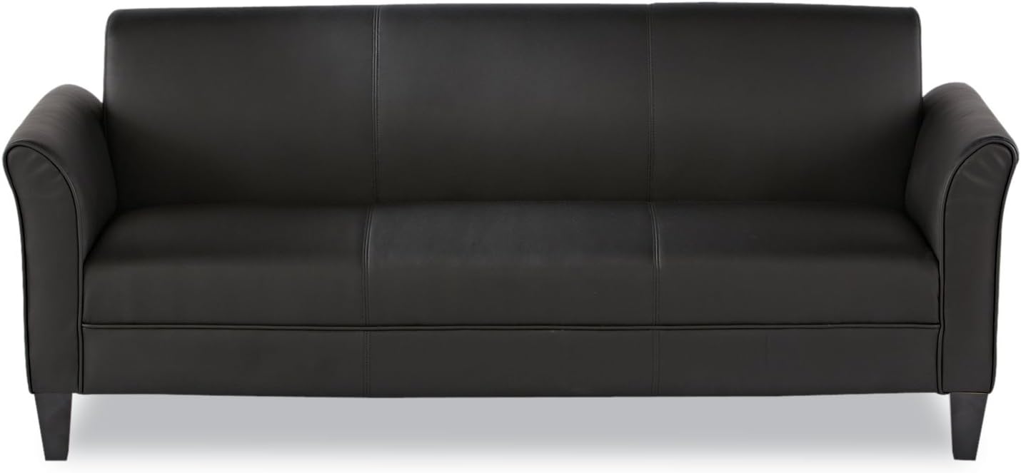 Alera ALERL21LS10B Reception Lounge Sofa Series 77 in. x 31.5 in. x 32 in. 3-Cushion Sofa - Black