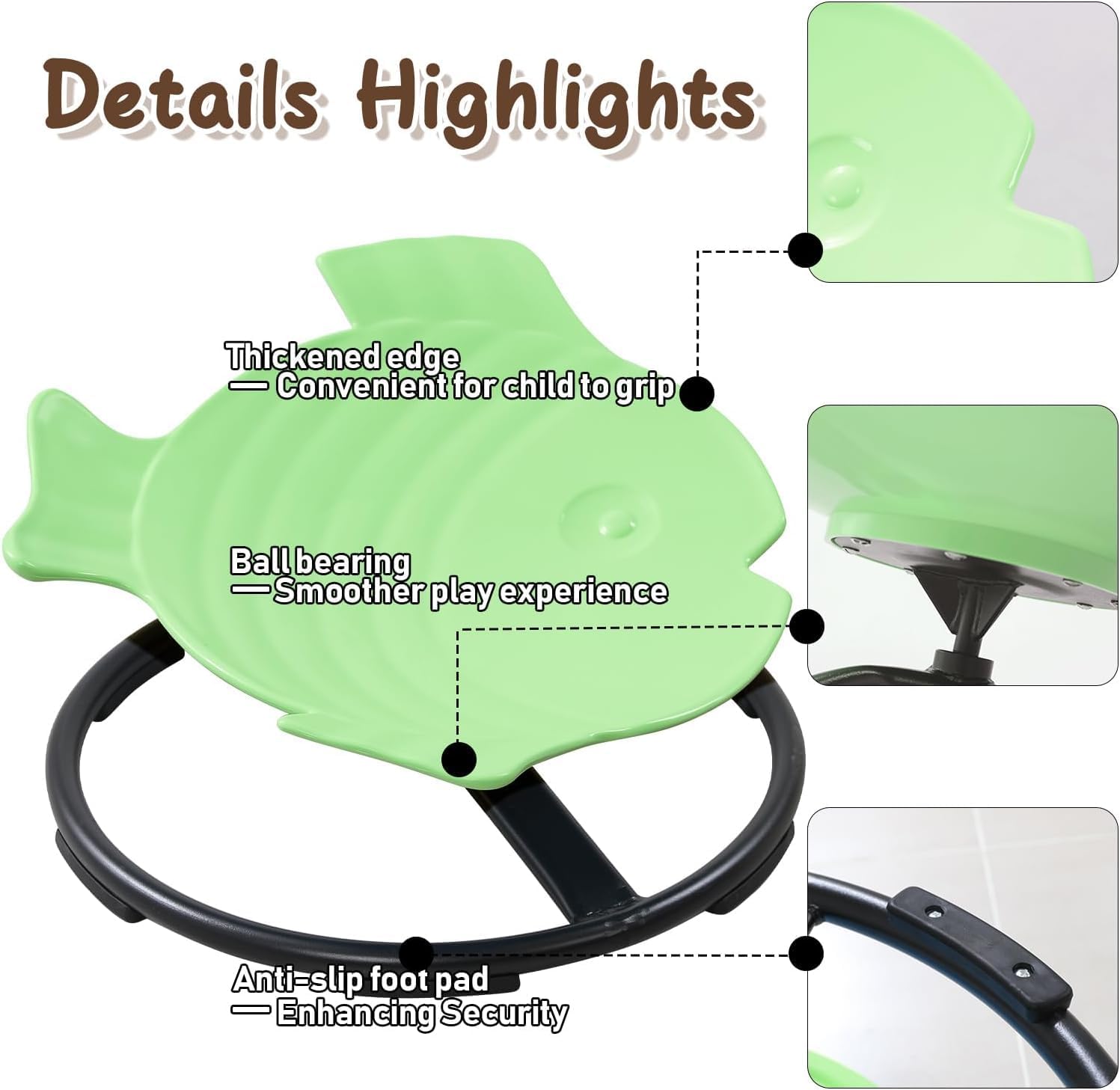 Sensory Spinning Chair for Kids with Autism & ADHD, Swivel Chair for Indoor/Outdoor Use, Sit and Spin Toys, Fish-Shaped Sensory Chairs for Autistic Children, Training Body Coordination (Light Green)