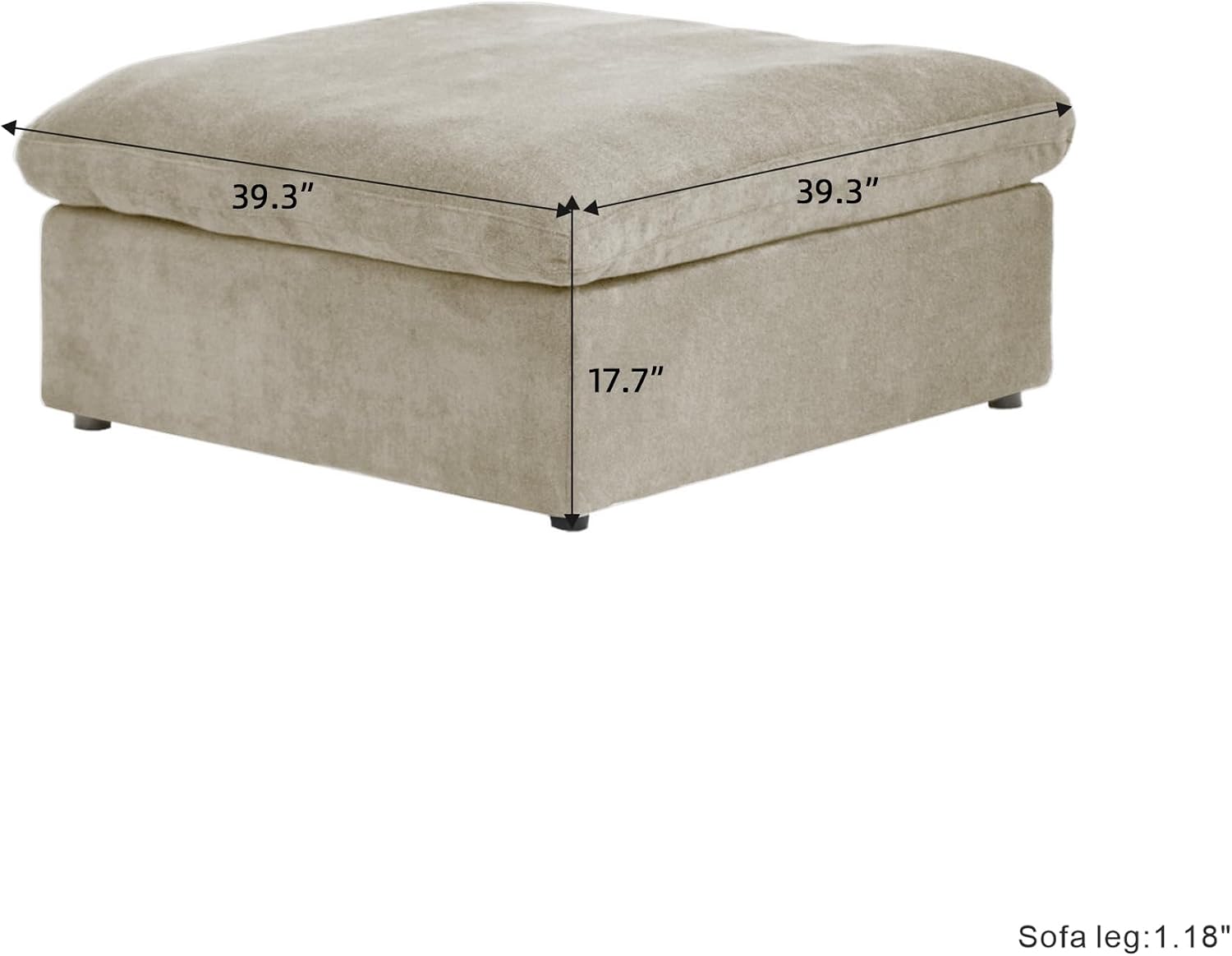JACH Storage Ottoman for Living Room, Cushion Cover Removable, Minimalist Footstool, Breathable Storage Ottomans for Living Room Apartment (Khaki)
