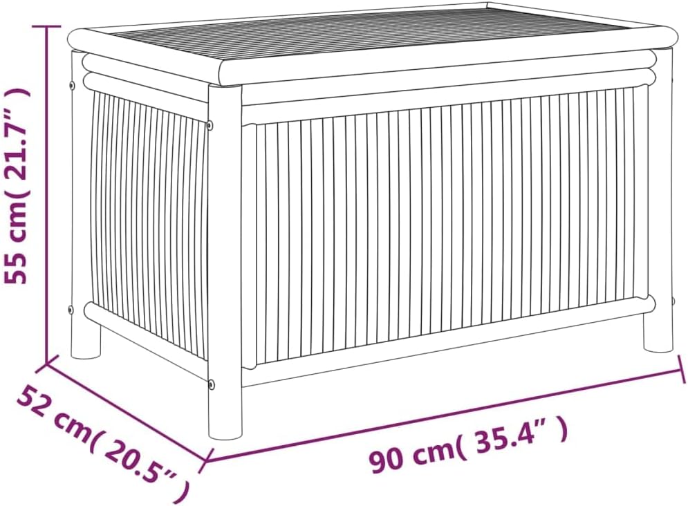 Bamboo Patio Storage Box 35.4x20.5x21.7 Inch Outdoor Storage Bench for Cushions, Toys, and Gardening Tools, Ventilated Slatted Design for Indoor and Outdoor Use