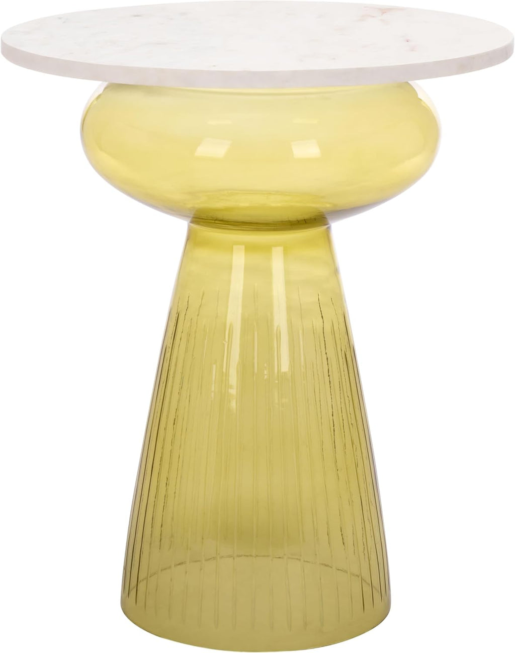 SAFAVIEH Home Collection – Bethony Yellow Glass & White Marble Top Side Table, Fully Assembled (ACC3219A)