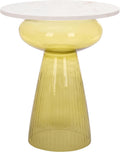 SAFAVIEH Home Collection – Bethony Yellow Glass & White Marble Top Side Table, Fully Assembled (ACC3219A)