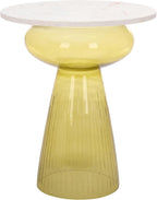 SAFAVIEH Home Collection – Bethony Yellow Glass & White Marble Top Side Table, Fully Assembled (ACC3219A)