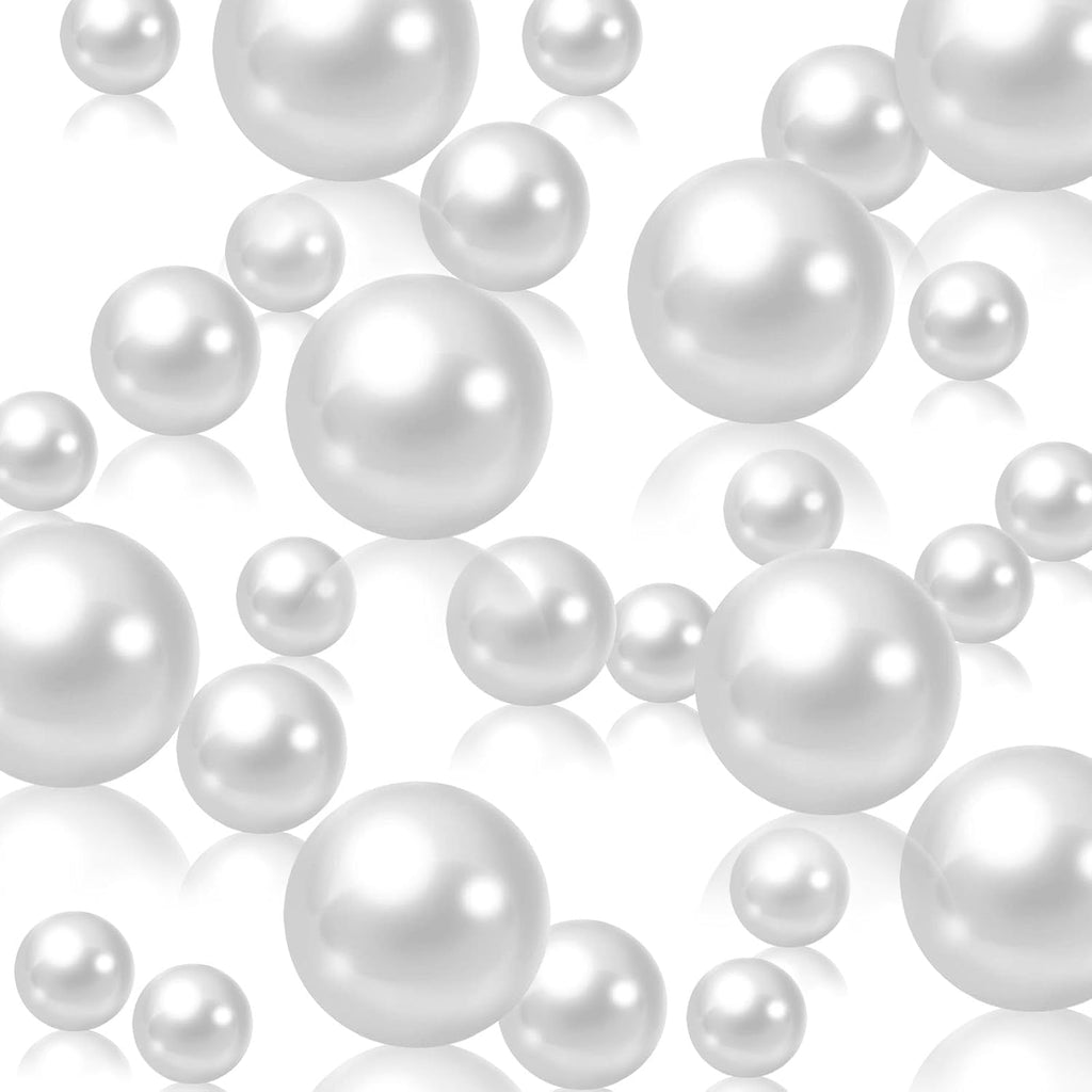 200 PCS Pure White Vase Fillers, Pearls Bead for Centerpieces Vases, 10/14/20 MM No Hole Beads, Fake Pearls for Wedding Birthday Anniversary Theme Party Table Centerpieces Decor