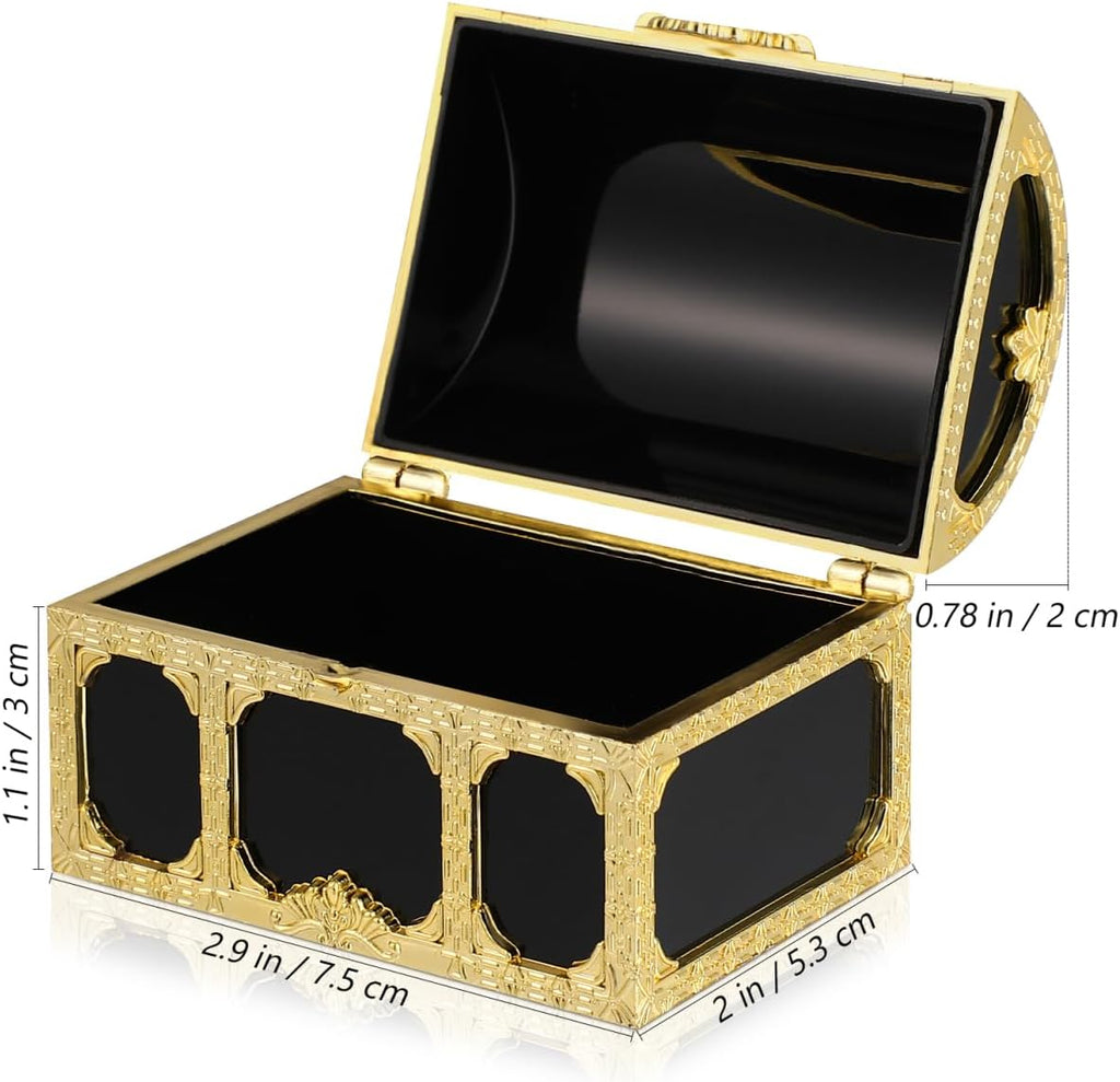 Cabilock 12 Pcs Treasure Chest for Kids Small Wedding Favor Boxes Favors Mini Pirate Chest Party Containers Themed Small Decor Vintage Candy present Boxes Bulk Pirate Candy Golden
