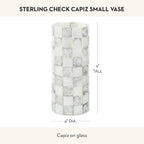 MACKENZIE-CHILDS Capiz Small Vase, Unique Flower-Vase Decor, Gray-and-White Sterling Check