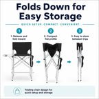 YUNWANG Tall Folding Directors Chair - High Foldable Bar Stool with Side Table Cup Holder and Storage Pocket - Seat Height Artist Chair for Makeup Artist Face Painting