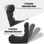 DORTALA Foldable Floor Chair for Adults, Memory Foam Gaming Chair w/ 5-Position Adjustable Head and Back Support, Indoor Seat for Bedroom, Living Room, Gaming Room, Black