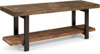 Alaterre Furniture Pomona Entryway Bench – Modern Rustic 48-Inch Solid Wood Bench with Open Bottom Storage Shelf – Farmhouse Hallway Seating for Mudroom or Foyer (Rustic Brown)