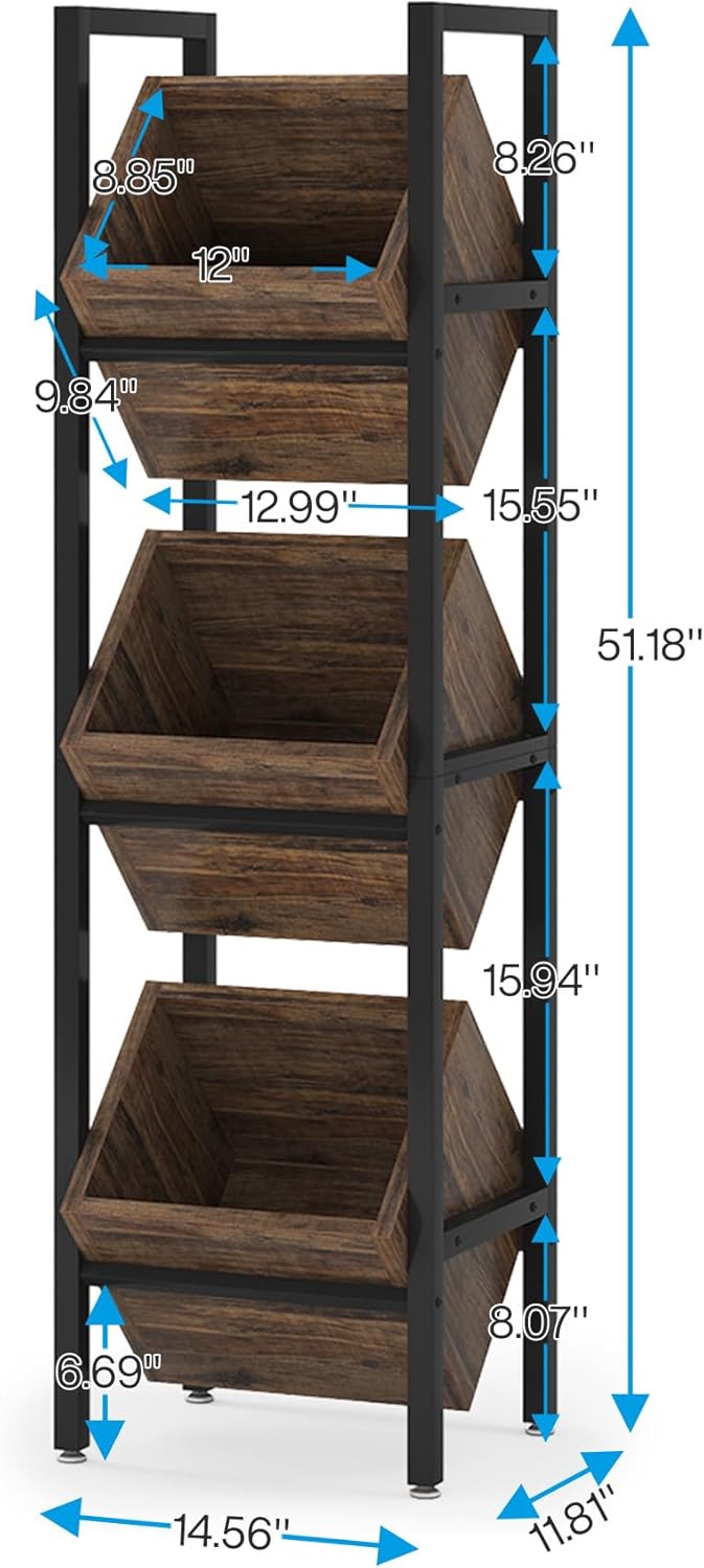 Tribesigns Wine Rack Freestanding Floor, 3 Tier Wooden Wine Storage Stand, Wobble-Free Wine Holder Display Shelf Liquor Bottle Organizer for Kitchen, Cellar (Black)