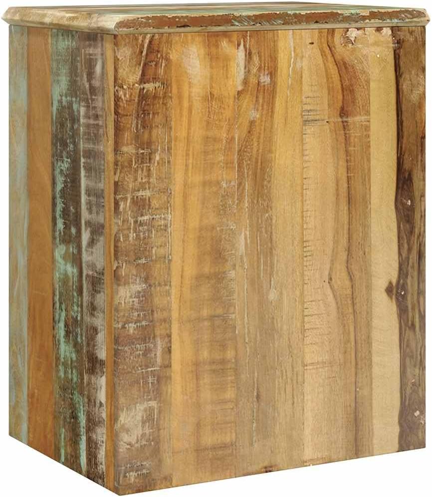 Antique Reclaimed Wood End Table with 1 Drawer and 1 Door, Rustic Nightstand for Living Room or Bedroom, Handmade Storage Cabinet with Vintage Style