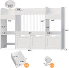 63"W Toy Storage Organizer, 132L Stuffed Animal Holder with 4 Rolling Drawers, 3-Tier Kids Bookshelf and 2 Storage Cubes, 4-in-1 Plush Toy Shelf for Playroom, Toddler Bookcase for Nursery, White