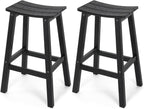 Stoog All-Weather Bar Stools Set of 2, 28" Outdoor Barstools with 400 lbs Capacity, Low Maintenance HIPS Patio Furniture for Kitchen Counter, Deck & Garden, Black