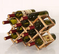Foldable Wooden Wine Rack, 10-Bottle Expandable Countertop Wine Holder with 8 Individual Slots and Top Storage, Carbonized Pine, No Assembly Required