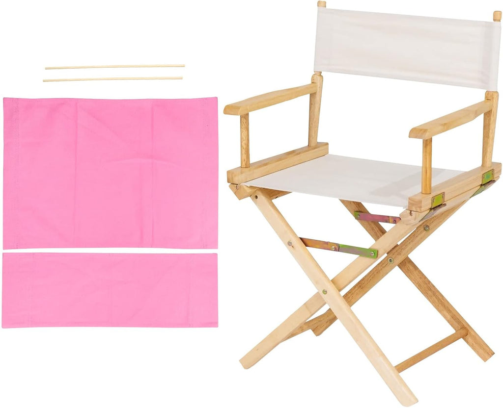 PATIKIL Director Chair Accessories Set, Makeup Artist Chair Canvas Replacement Kit with 2 Round Sticks, Pink