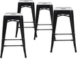 Buschman Metal Bar Stools 24" Counter Height, Indoor/Outdoor and Stackable, Set of 4 (Black)