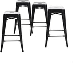 Buschman Metal Bar Stools 24" Counter Height, Indoor/Outdoor and Stackable, Set of 4 (Black)