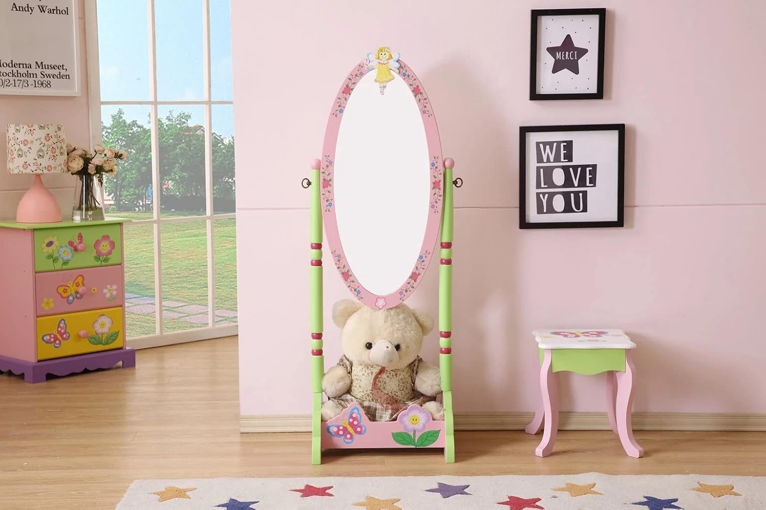 Funnel The Fairy Girls Wooden Standing Mirror