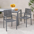 Saiveina Outdoor Modern Aluminum Dining Chair with Rope Seat (Set of 2), Gray and Dark Gray