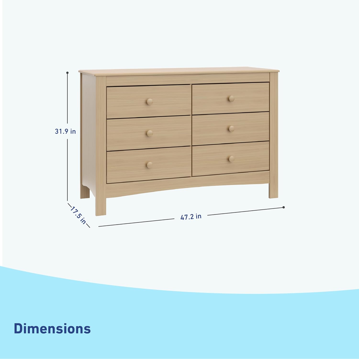 Graco Noah 6-Drawer Dresser, Driftwood | GREENGUARD Gold Certified, Wood Dresser for Bedroom, Kids & Nursery Storage Chest, Safety Interlocking Drawers, Kids Bedroom
