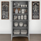BOWERY HILL Wood Kitchen Pantry Cabinet with Doors, Cape Cod Gray Finish, 62.95" H x 31.5" W x 15.75" D, 5 Shelves, Adjustable Storage for Dining Room, Home Office or Entryway