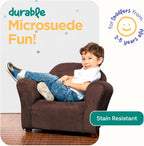 Roundy Toddler Armchair with Soft Microsuede Upholstery Durable Wooden Frame, Ergonomic Design, Fully Assembled, Comfortable Kids Chair for Ages 2-5, Ideal for Bedroom, Playroom & Daycare Use.