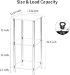 Clear Acrylic Side Table, 11.81" L x 11.81" W x 26.7" H, 3-Tier Square Corner Shelf End Table for Living Room, Small Modern Bedside Tables Nightstand for Bedroom, Home Decor Accent Table 13-01