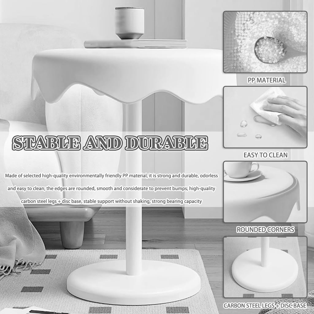 Nordic Style Round Side Table, Living Room Leisure Coffee Table, Modern Home Decoration, Easy Assembly(Milk Coffee)