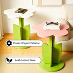 Flower-Shaped Side Table, Funky Y2K Nightstand, Cute Coffee Table for Sofa, Colorful Decorative Accent Table for Bedroom, Living Room, Balcony(White)