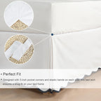 HIG Off White Chic Queen Bed Skirt - Easy Fit Scallop Edge Pleated Bedskirts, 14 Inch Drop Anti-Slip Dust Ruffle, Thick Fabric for Enhanced Privacy, Pre-Washed for Long-Lasting Use(N60022)