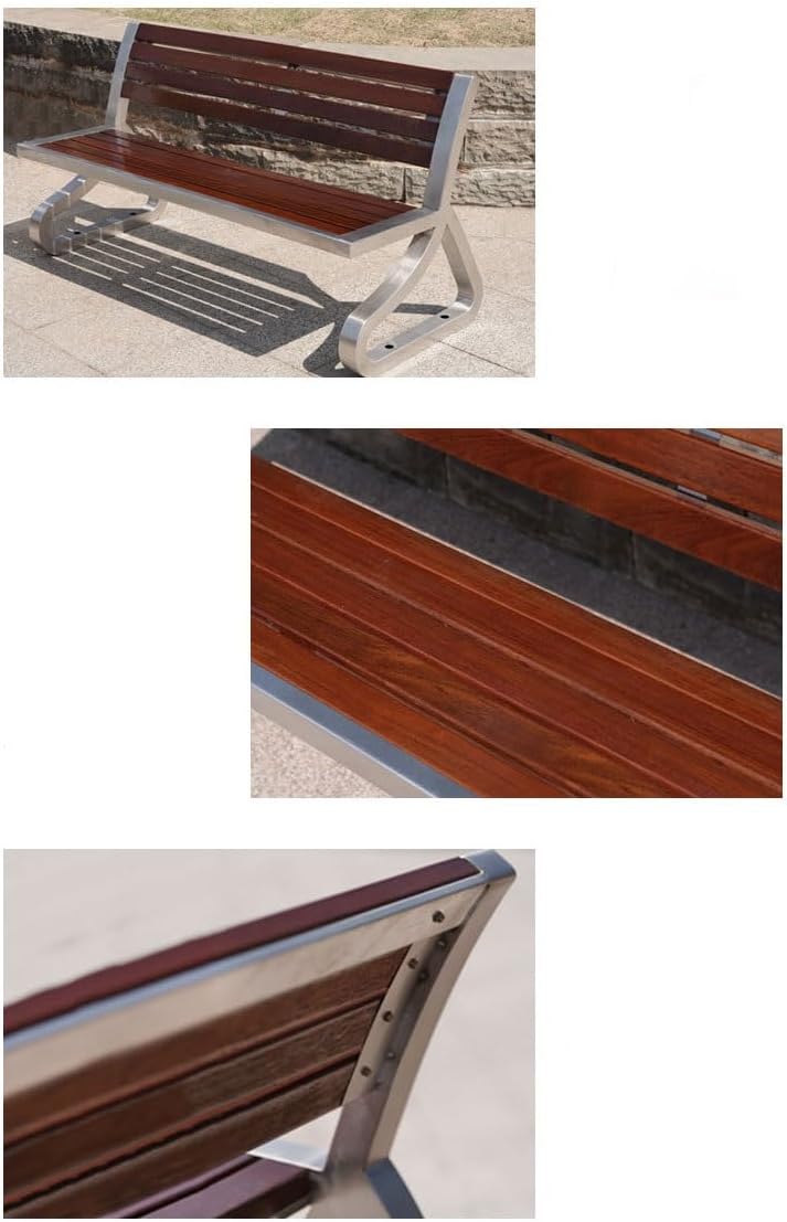 Patio Benches for Outdoors Park ChairOutdoor BenchStainless Steel BenchSolid Wood LeisureSquare CourtyardOutdoor Art Seating Garden Benches for Outdoors