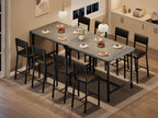 GarveeHome Dining Table Set for 4 with Corner Protector, Kitchen Table Set w/Footrest & Backrest, Counter Height Table with 4 Upholstered Bar Chairs, for Small Space, Retro Gray