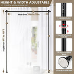 Room Divider, No Drilling Curtain Rod Wall Divider for Space Partition, Adjustable 4-10ft(H) 28-70inch(W) Heavy Duty Floor to Ceiling Tension Rod Dividers Temporary Privacy Separator Window Rods Black