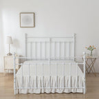 Tufted Dot Bed Skirt Queen Size Ruffled Bed Skirt with Split Corners, 14 Inch Drop Dust Ruffle Bed Skirts with Platform, Ivory