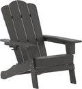 Flash Furniture Newport Adirondack Chair with Cup Holder, Weather Resistant Poly Resin Adirondack Chair, Gray