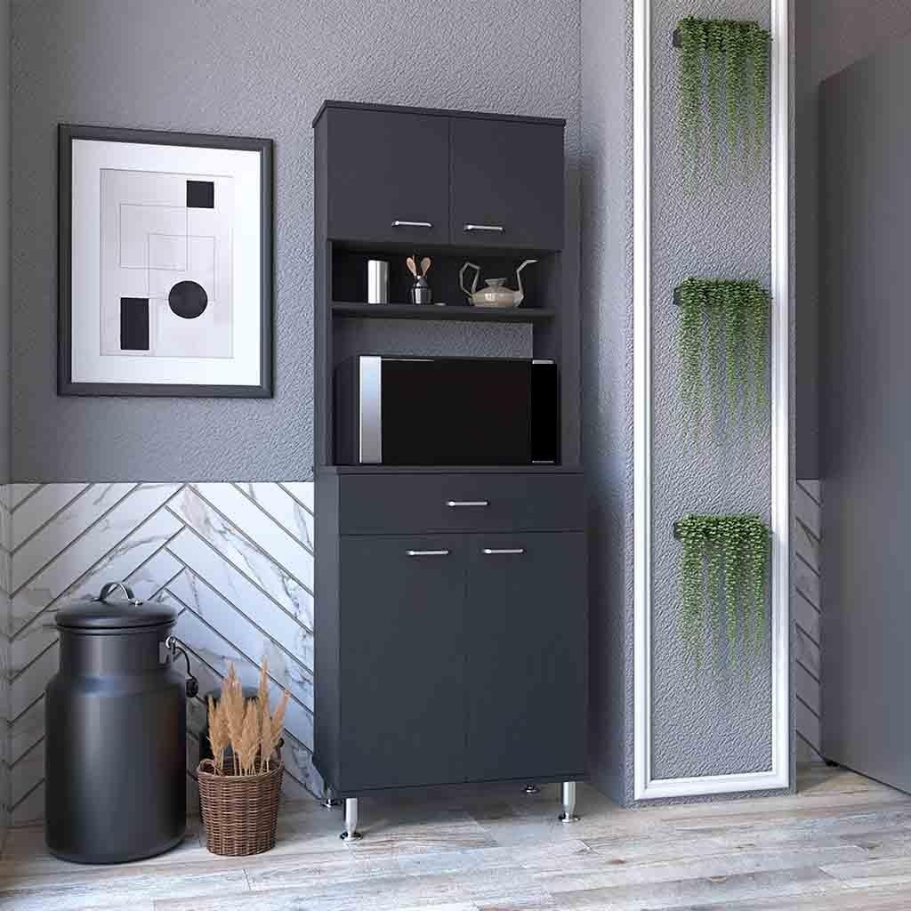 Modern Contemporary Pantry Cabinet,Two Double Door Cabinet, Black Wengue Finish,for Kitchen Home