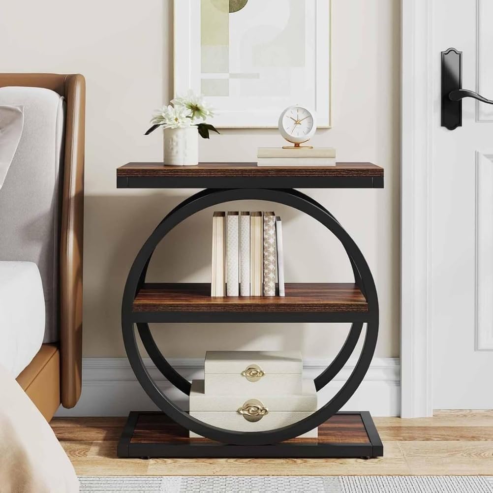 End Table, Small End Table, Living Room End Table, Modern End Table, Living Room & Bedroom, Easy to Assemble,Brown,23.62"x11.81"x 25.59"